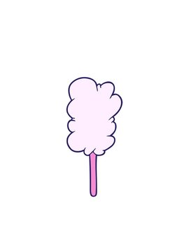 blinking radial lines animation of cartoon candy floss on stick
