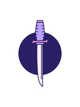 splitting motion animation of iconic tattoo style image of a dagger