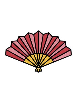 pixelize effect animation of traditional open japanese folding fan