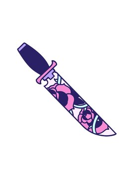 jiggle motion animation of tattoo of a dagger and flowers