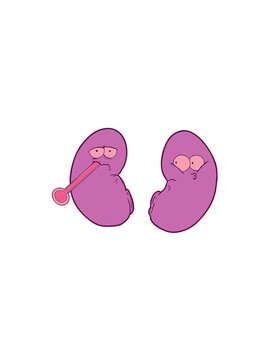 pressure popping animation of cartoon unhealthy kidney