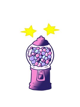 spinning stars animation of cartoon gumball machine