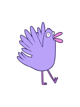 bobbing motion animation of cartoon bird squawking