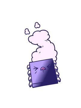 shaking motion animation of cartoon overheating computer chip