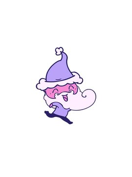 rise and float animation of happy bearded man wearing santa hat