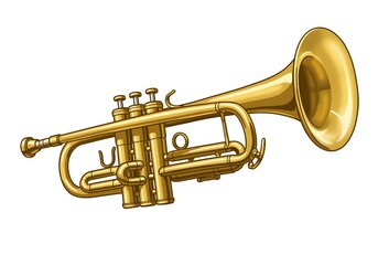 Obraz premium Vibrant golden brass trumpet musical instrument for playing beautiful melodies and creating festive sound