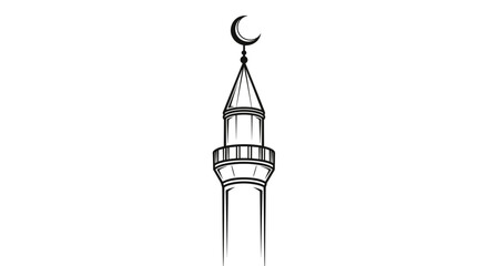 Minaret with Crescent Moon Illustration. © Buddy
