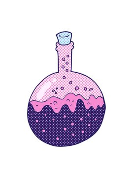 pixelize effect animation of freehand drawn cartoon chemicals