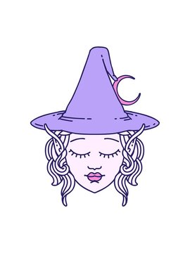 shine light effect animation of Retro Tattoo Style elf mage character face