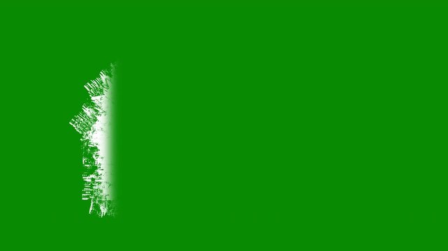 White paint brush stroke animation isolated on green background, perfect for alpha key editing and artistic video transitions