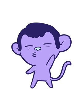 pixelize effect animation of cartoon suspicious monkey