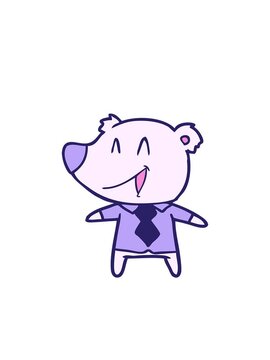 blinking radial lines animation of polar bear wearing shirt and tie cartoon