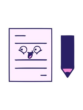 bobbing motion animation of cute cartoon of a test paper