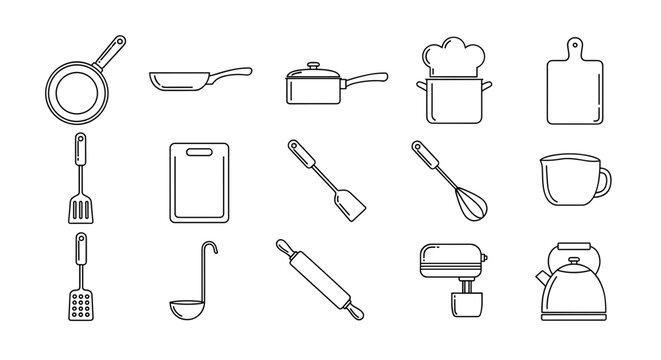 Collection of Kitchen Utensils and Appliances.