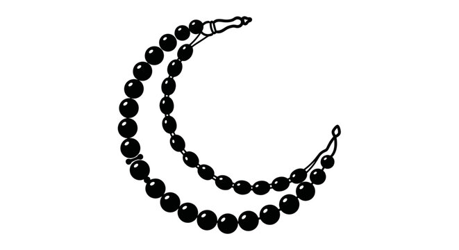 Black Beaded Prayer Mala Necklace on White.
