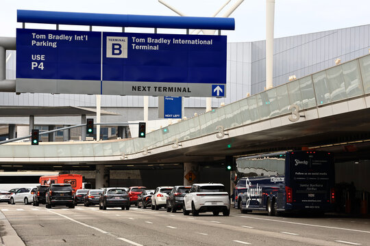 Los Angeles, California &ndash; November 20, 2025: Tom Bradley International Terminal (Terminal B) sign at LAX Los Angeles International Airport