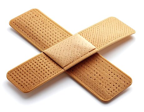 Crossed bandages on a white background for wound care.