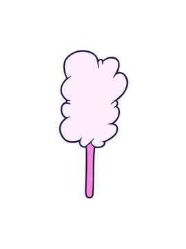 jiggle and pause animation of cartoon candy floss on stick