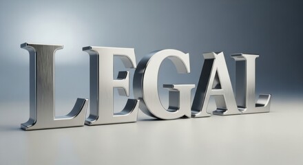 Silver Legal Word Sign on Gray Background for Law.