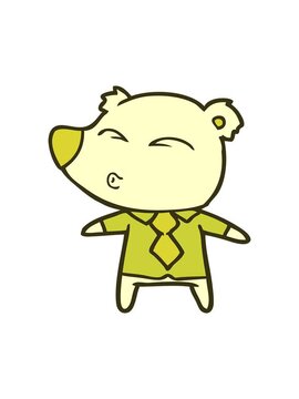 changing color animation of polar bear in shirt and tie cartoon