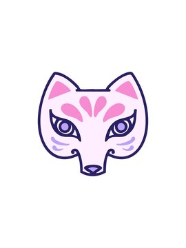 flashy sales animation of japanese kitsune traditional fox mask image