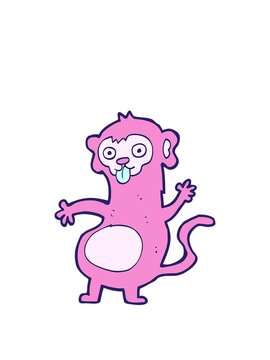 rise and float animation of funny cartoon monkey