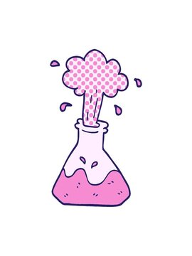 pixelize effect animation of cartoon doodle science experiment