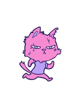 popping motion animation of tough cartoon cat running