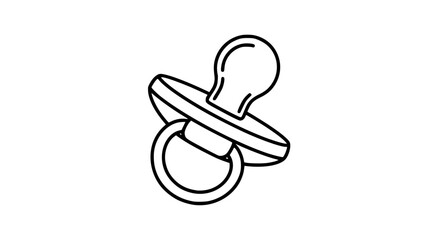 Minimal pacifier line art vector, monoline outline style, black and white icon, editable stroke, isolated on white background, logo ready design