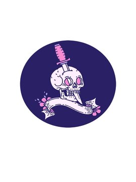 jumping motion animation of  icon with banner of a skull