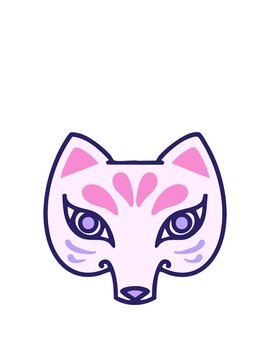 stretching up animation of japanese kitsune traditional fox mask image