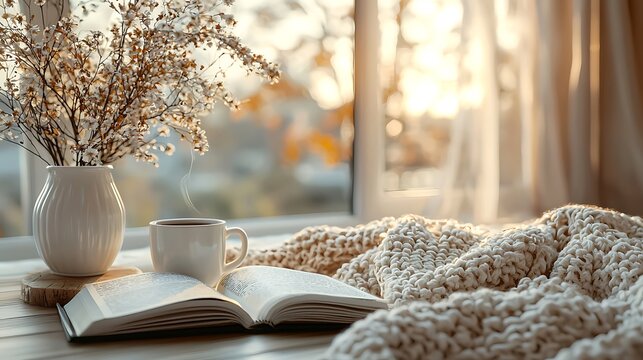 Autumn inspired cozy bedroom reading atmosphere picture