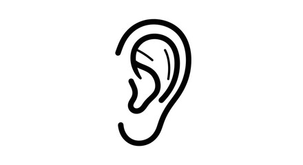 Abstract Ear Illustration In A Minimalist Black Line Design On White Background