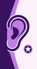 Fototapeta premium Abstract Ear Illustration In Purple Tones, Ideal For Hearing Healthcare And Sound Concepts