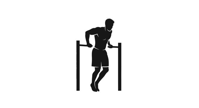 Silhouette of Man Doing Gymnastic Exercise on Parallel Bars