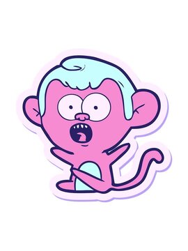 splitting motion animation of sticker of a cartoon shocked monkey