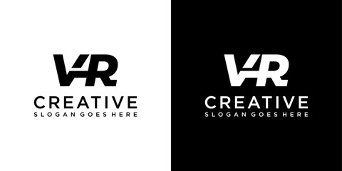 VR or RV initial letter logo design vector template