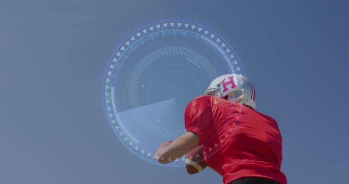 Animation of american football player over scope scanning