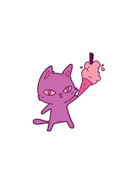 pressure popping animation of cartoon cat staring doodle