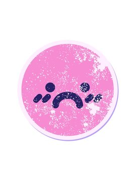 popping motion animation of blushing unhappy face circular sticker