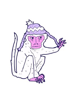 neon light effect animation of cartoon monkey wearing hat