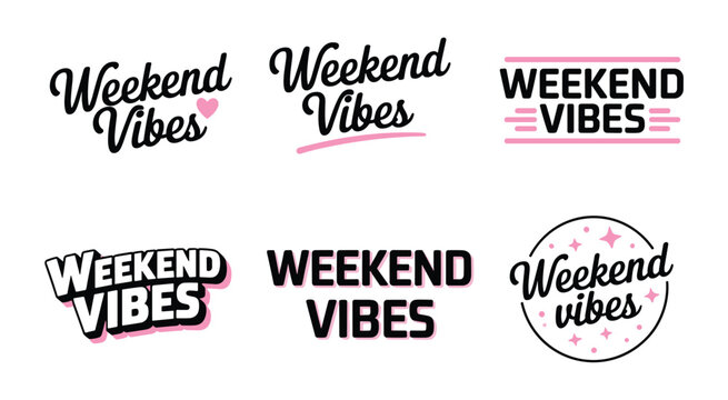 Weekend vibes text and graphic designs Keywords: weekend, vibes, text, lettering, typography
