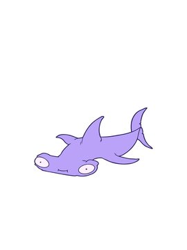 jumping motion animation of cartoon hammerhead shark