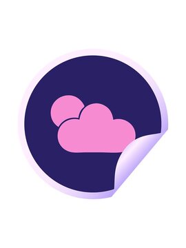 splitting motion animation of circular peeling sticker cartoon of a sunshine and cloud