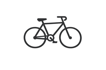 Obraz premium This minimalist black line art icon depicts a bicycle from a side profile view on a solid black background. It is a clean graphic symbol for cycling, transport, and fitness.