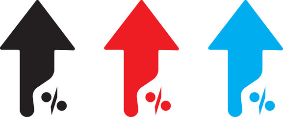 percentage icons, percent arrows icon set .Percent arrow up and down flat and line style symbols