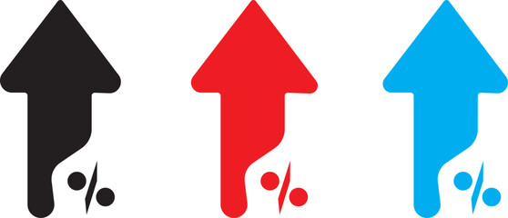 percentage icons, percent arrows icon set .Percent arrow up and down flat and line style symbols