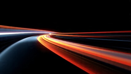 Abstract Orange and Red Light Speed Curves, Dynamic Futuristic Motion Trail Background