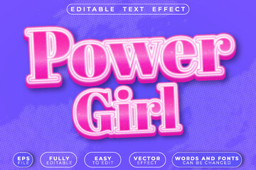 Fototapeta premium Power Girl Hero Vector Fully Editable Smart Object Text Effect