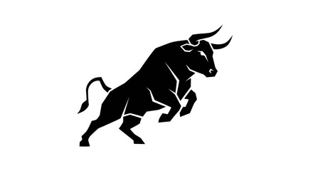 Obraz premium Dynamic Black and White Bull Silhouette for Stock Use